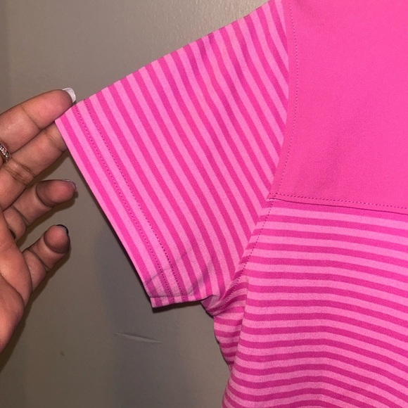 Footjoy shirt - pink striped short sleeve polo with TPC Sawgrass patch - Picture 6 of 10